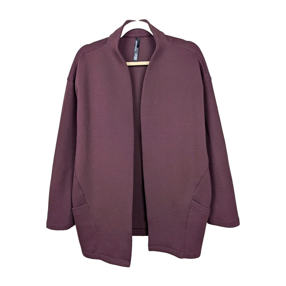MONDETTA Dark Red Cocoon Open Cardigan Oversized Long Sleeve Pockets Women's XL